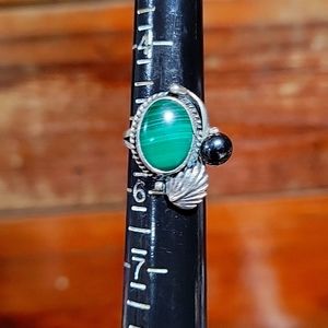 925 silver, Malachite and tahitian opal ring